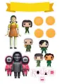 Obdélníkový jedlý papír k výřezu – Hra na oliheň, Funko Pop postavy a sušenky (zelená, černá, růžová)