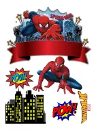 Obdélníkový jedlý papír k výřezu – Spiderman (červená, modrá, žlutá)