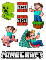 Obdélníkový jedlý papír k výřezu – Minecraft (zelená, červená, tyrkysová)