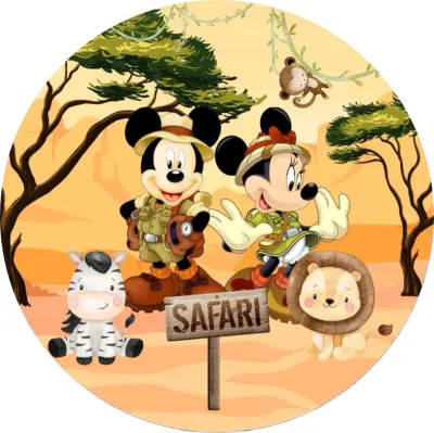 Mickey a Minnie – Safari – jedlý obrázek na dort