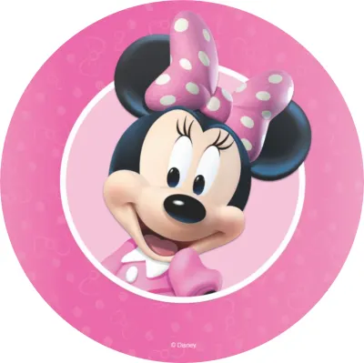 Minnie – zvědavý pohled a mašličky – jedlý obrázek na dort
