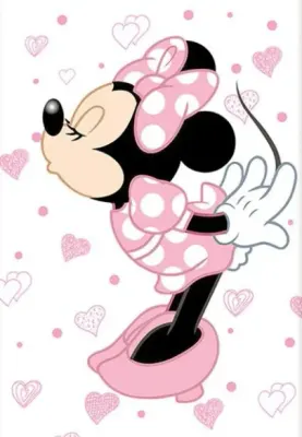 Minnie – posílající polibek a srdíčka – jedlý obrázek na hranatý dort