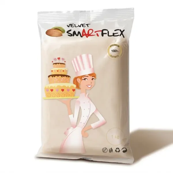 Potahovací a modelovací hmota bílá mandlová 1 kg – Smartflex