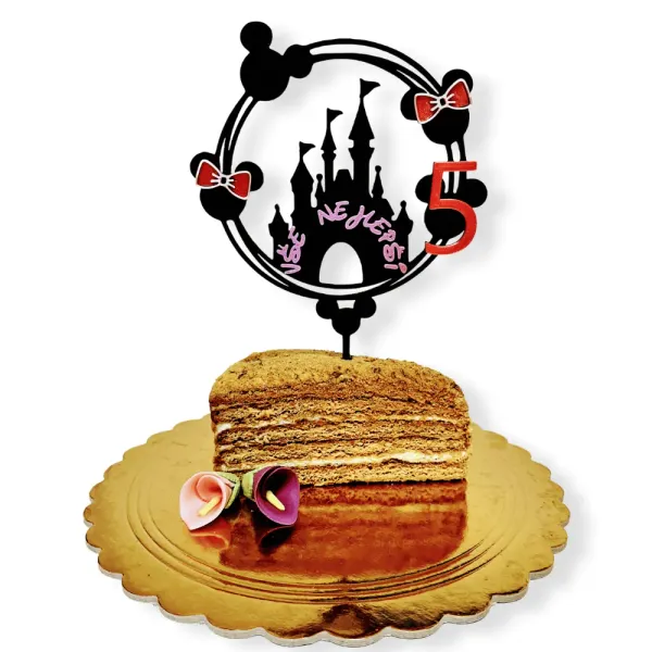 3D zápich na dort Disney zámek Minnie a Mickey s číslovkou