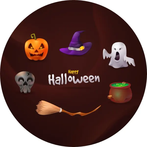 Kulatý jedlý obrázek na dort – Brown Halloween (hnědá, černá, fialová)