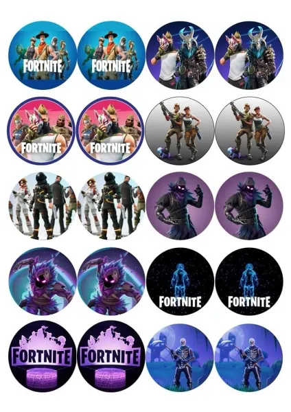 List jedlých koleček na cupcakes – Fortnite Cupcakes (fialová, modrá, černá)