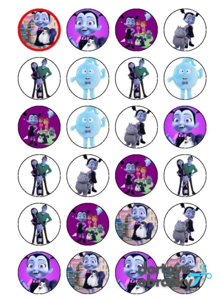 List jedlých koleček na cupcakes – Vampirina (fialová, růžová, modrá)
