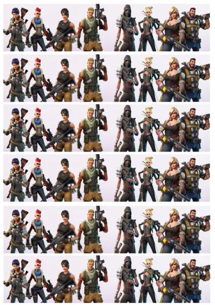 Obdélníkový jedlý papír k výřezu – Fortnite, pásy (hnědá, černá, bílá)