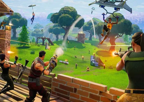 Obdélníkový jedlý obrázek na dort – Fortnite mise (zelená, modrá, hnědá)