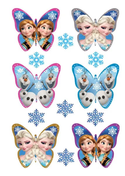 Obdélníkový jedlý papír k výřezu – Frozen Motýlci (modrá, růžová, fialová)