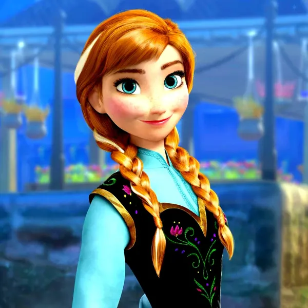 Kulatý jedlý obrázek na dort – Frozen Anna (modrá, černá, žlutá)