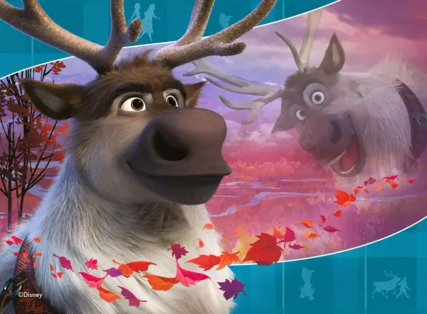Obdélníkový jedlý obrázek na dort – Frozen Sven (tyrkysová, fialová, hnědá)
