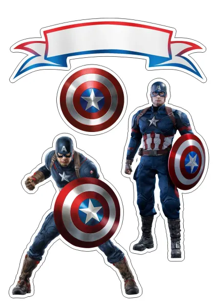 Obdélníkový jedlý papír k výřezu – Avengers, Kapitán Amerika (modrá, červená, bílá)