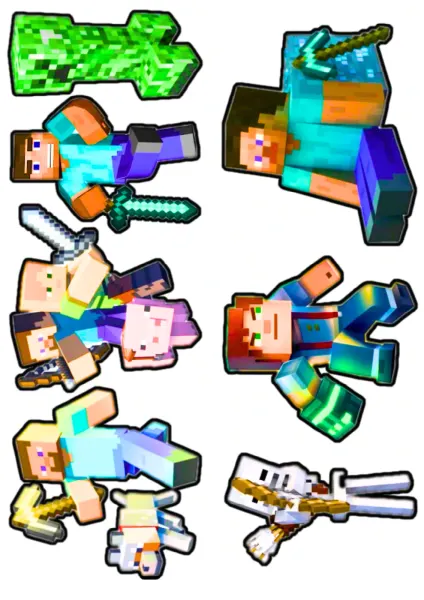 Obdélníkový jedlý papír k výřezu – Minecraft, Dekorace (zelená, modrá, hnědá)