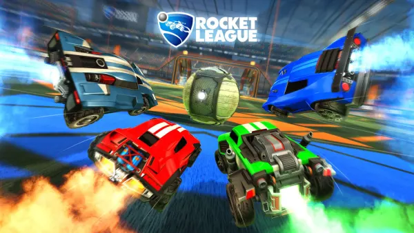 Obdélníkový jedlý obrázek na dort – Rocket League (modrá, červená, zelená)