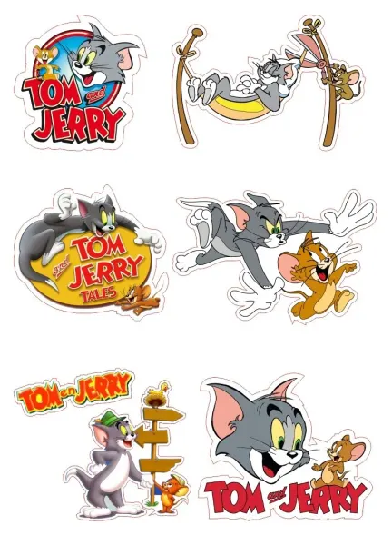 Obdélníkový jedlý papír k výřezu – Tom a Jerry (šedá, hnědá, červená)