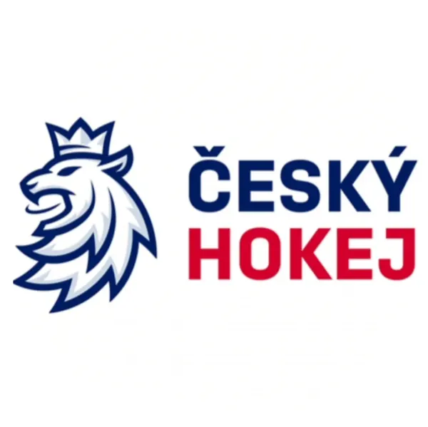 Kulatý jedlý obrázek na dort – Hokej, znak lev a nápis Český hokej (modrá, červená, bílá)