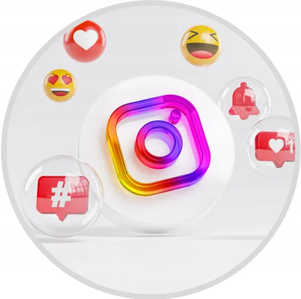 Kulatý jedlý obrázek na dort – Instagram, Emoji (bílá, fialová, červená)