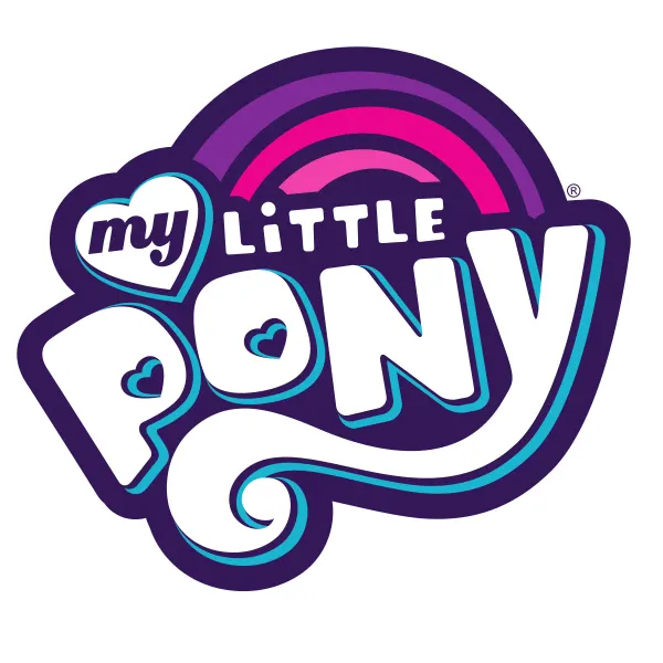Kulatý jedlý obrázek na dort – Můj malý pony, logo My Little Pony a duha (fialová, růžová, bílá)
