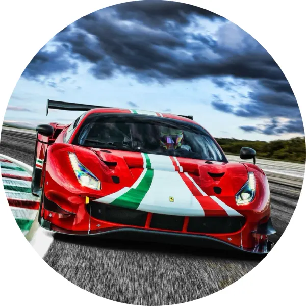 Kulatý jedlý obrázek na dort – Šťáťák, Ferrari (červená, bílá, modrá)