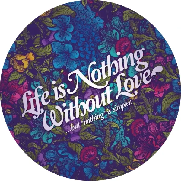 Kulatý jedlý obrázek na dort – Love Is Nothing (modrá, fialová, bílá)