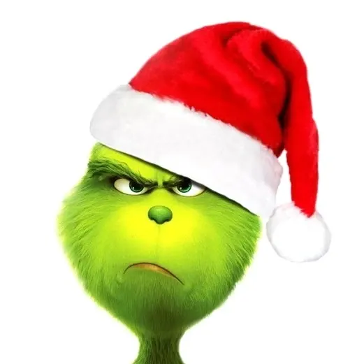 Kulatý jedlý obrázek na dort – Grinch, Vánoce: detail zamračené tváře (zelená, červená, bílá)