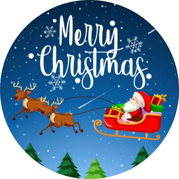 Kulatý jedlý obrázek na dort – Merry Christmas 2 (modrá, červená, bílá)