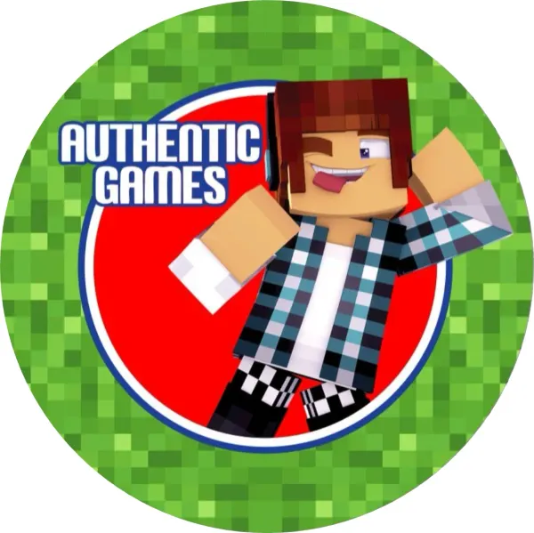 Kulatý jedlý obrázek na dort – Minecraft, Authentic Games s vyplazeným jazykem (zelená, červená, modrá)