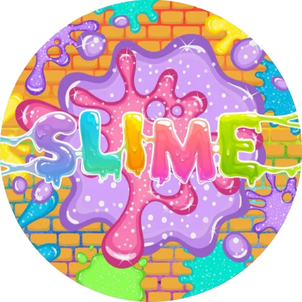 Kulatý jedlý obrázek na dort – Slime, sliz (fialová, růžová, duhová)