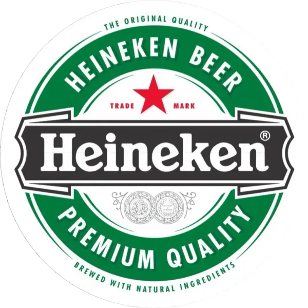Kulatý jedlý obrázek na dort – Heineken pivo (zelená, bílá, červená)