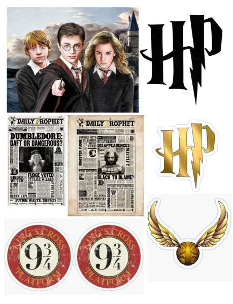 Obdélníkový jedlý papír k výřezu – Harry Potter, Denní věštec (černá, červená, zlatá)