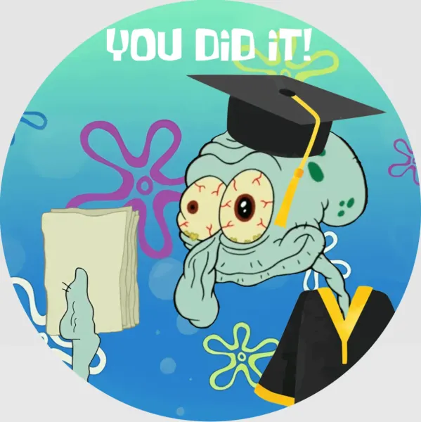 Kulatý jedlý obrázek na dort – Sépiák Chobotnice, SpongeBob SquarePants (modrá, tyrkysová, černá)