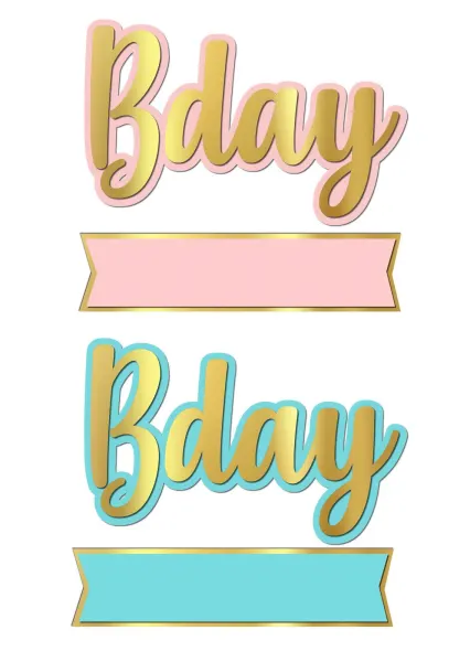 Obdélníkový jedlý papír k výřezu – B, Day (zlatá, růžová, tyrkysová)