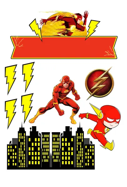 Obdélníkový jedlý papír k výřezu – Flash (červená, žlutá, černá)