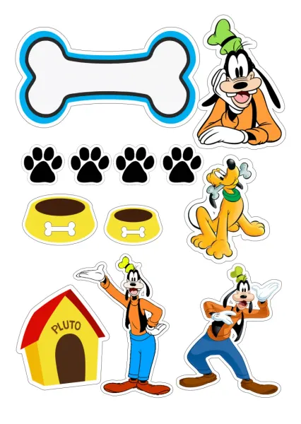 Obdélníkový jedlý papír k výřezu – Goofy (žlutá, modrá, černá)