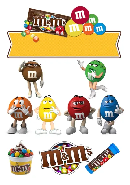 Obdélníkový jedlý papír k výřezu – Lentilky (žlutá, červená, modrá)