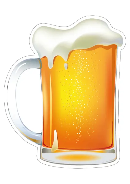 Obdélníkový jedlý papír k výřezu – Pivo, orosený půllitr s přetékající pěnou (žlutá, bílá)