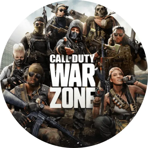 Kulatý jedlý obrázek na dort – Call of Duty, Warzone operátoři (černá, šedá, hnědá)