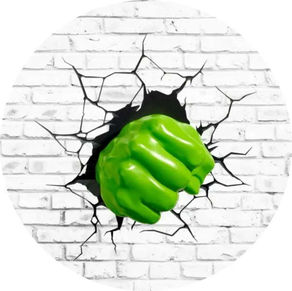 Kulatý jedlý obrázek na dort – Hulk, pěst (zelená, bílá, černá)