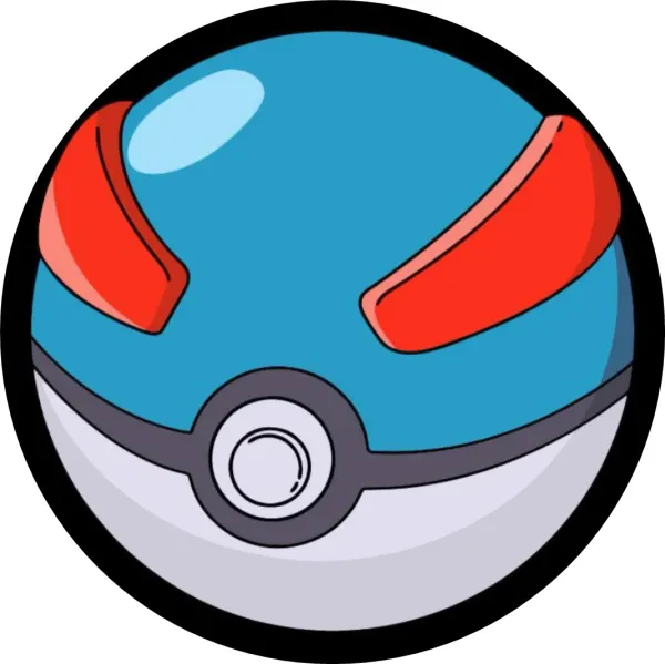 Kulatý jedlý obrázek na dort – Pokémon, Great Ball modrobílý míč (modrá, červená, bílá)