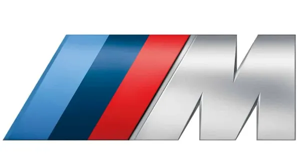 Obdélníkový jedlý obrázek na dort – BMW, sportovní logo M na bílém pozadí (modrá, červená, stříbrná)