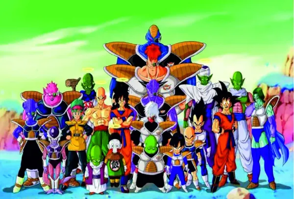 Obdélníkový jedlý obrázek na dort – Dragon Ballz (zelená, modrá, žlutá)