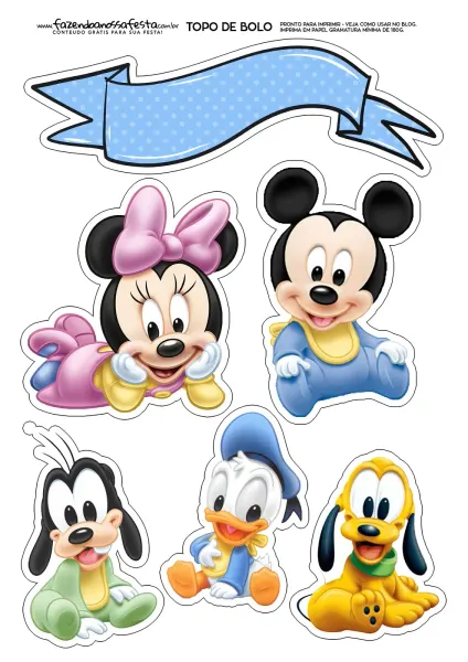 Obdélníkový jedlý papír k výřezu – Mickey a Minnie (modrá, žlutá, růžová)