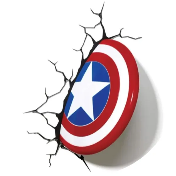 Kulatý jedlý obrázek na dort – Avengers, štít Kapitána Ameriky v prasklé zdi (červená, modrá, bílá)