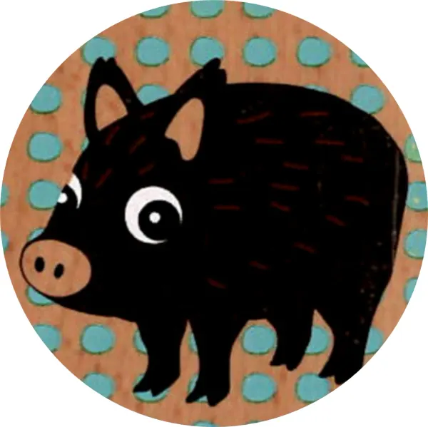 Kulatý jedlý obrázek na dort – Divočák (černá, hnědá, tyrkysová)