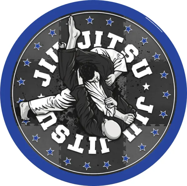 Kulatý jedlý obrázek na dort – Jiu Jitsu (modrá, černá, bílá)