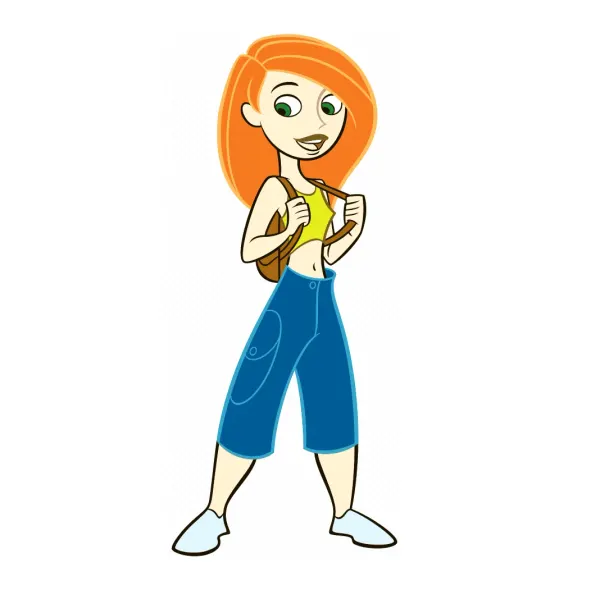 Obdélníkový jedlý obrázek na dort – Kim Possible (modrá, žlutá, bílá)