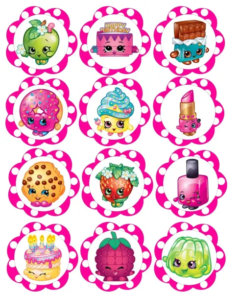 List jedlých koleček na cupcakes – Happy Pink na cupcakes (růžová, bílá, tyrkysová)