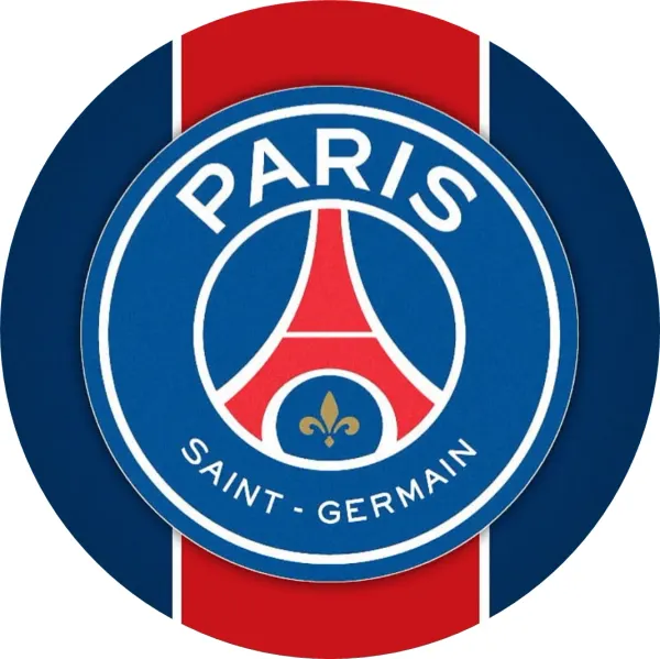 Kulatý jedlý obrázek na dort – Paris Saint Germain (modrá, červená, bílá)