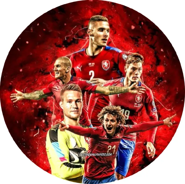 Kulatý jedlý obrázek na dort – Česká reprezentace (červená, černá, žlutá)